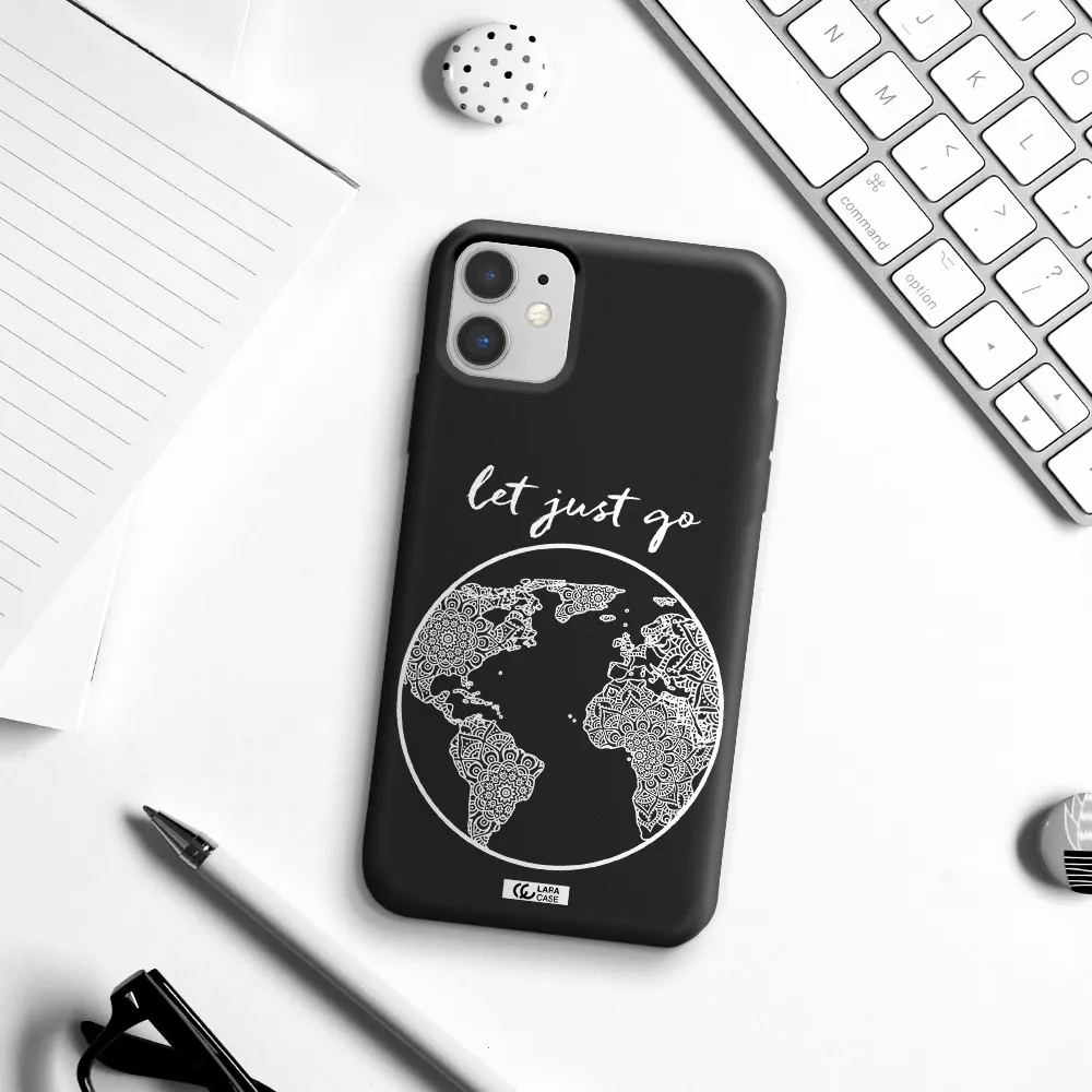 a white background with a circle Apple iPhone 11 Silicone black Case