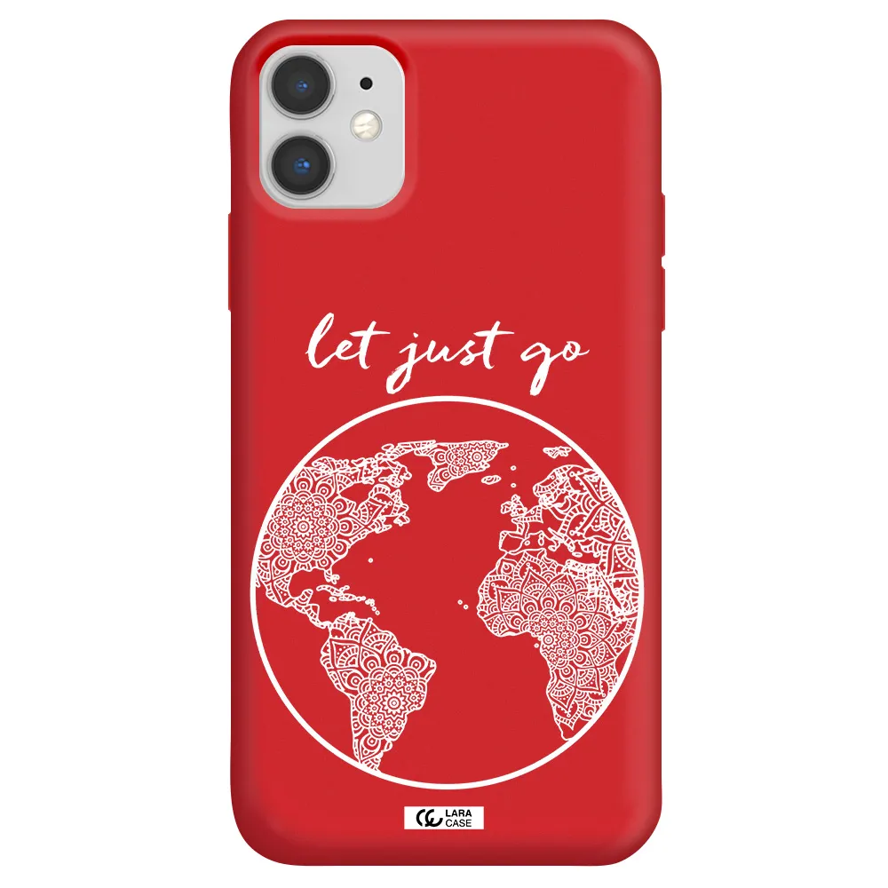 a white background with a circle Apple iPhone 11 Silicone Imperial Red Case