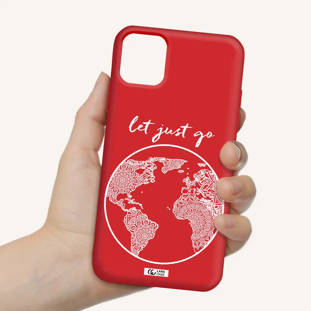 a white background with a circle Apple iPhone 11 Silicone Imperial Red Case