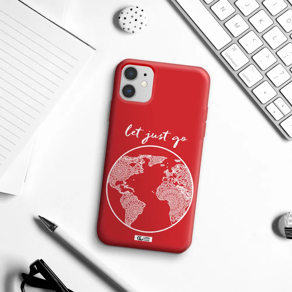 a white background with a circle Apple iPhone 11 Silicone Imperial Red Case