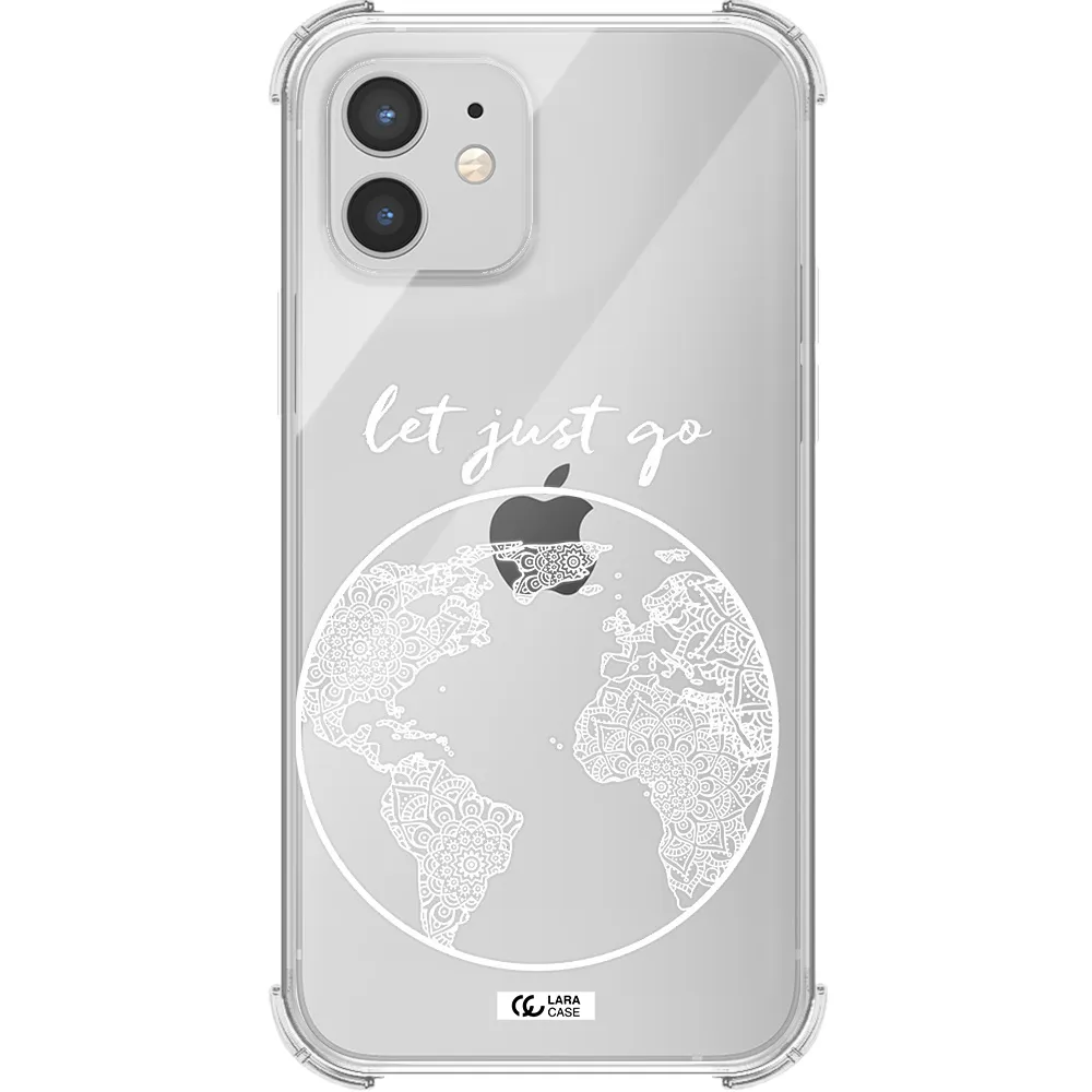 a white background with a circle Apple iPhone 12 Clear PC Case