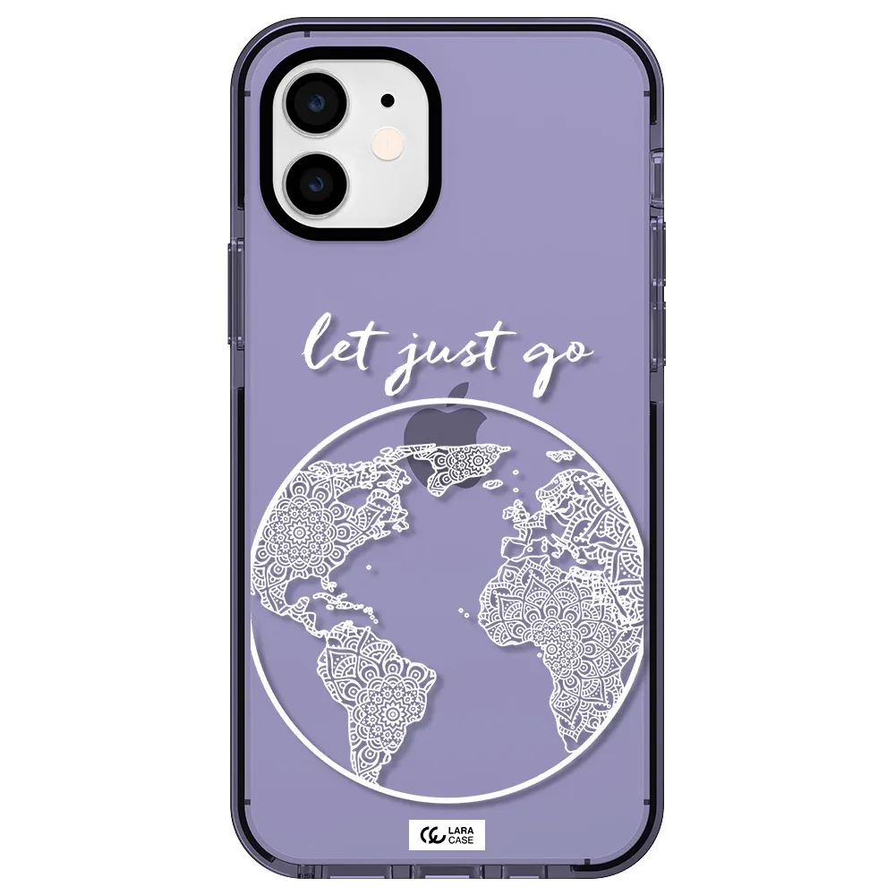 a white background with a circle Apple iPhone 12 impact Lilac Case