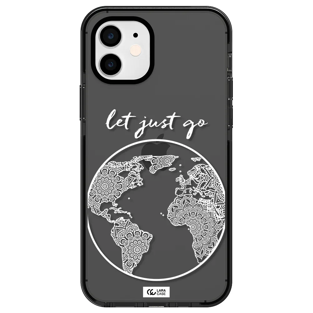 a white background with a circle Apple iPhone 12 impact Smoke Black Case