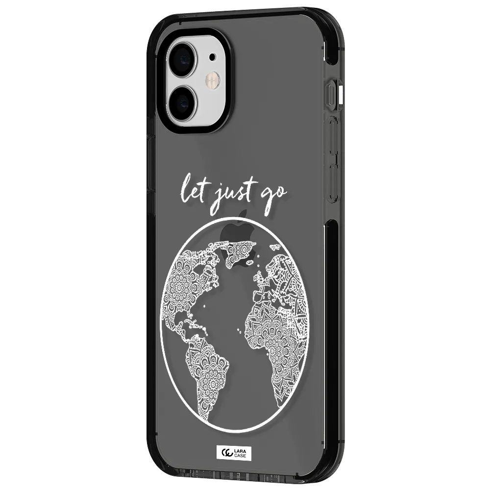 a white background with a circle Apple iPhone 12 impact Smoke Black Case