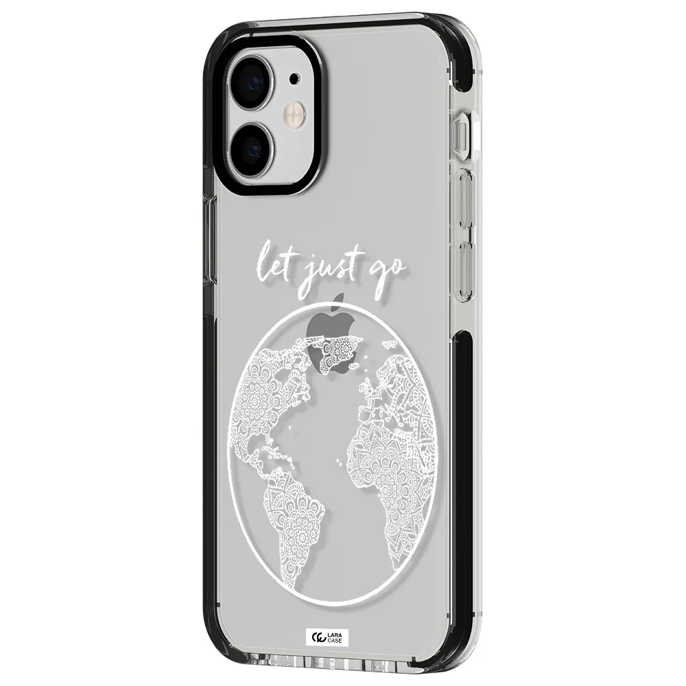 a white background with a circle Apple iPhone 12 mini impact black border Case