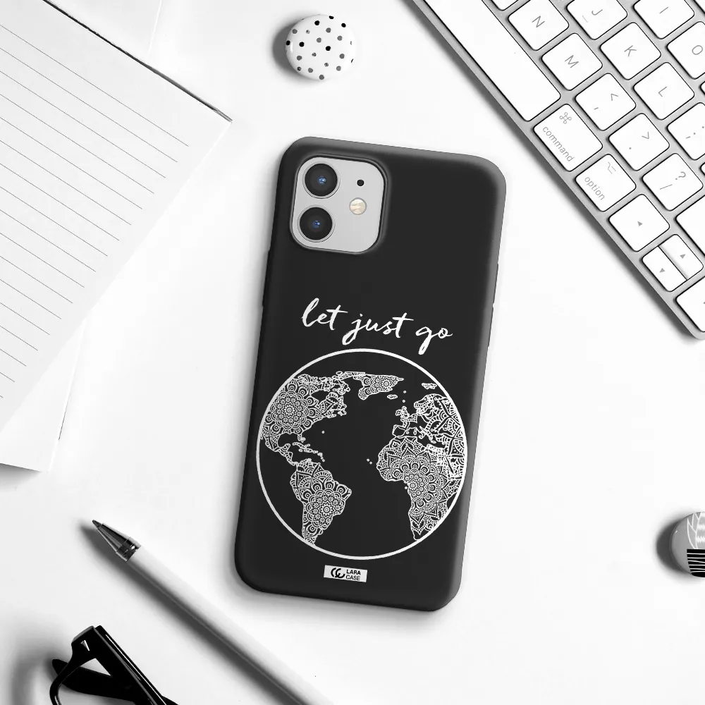 a white background with a circle Apple iPhone 12 mini Silicone black Case