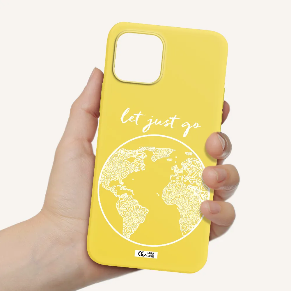 a white background with a circle Apple iPhone 12 mini Silicone canary yellow Case