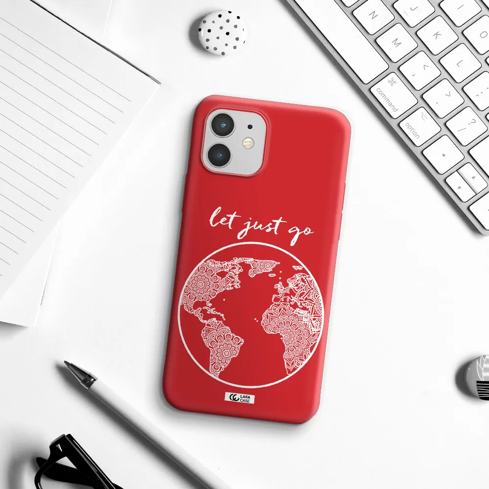 a white background with a circle Apple iPhone 12 mini Silicone Imperial Red Case