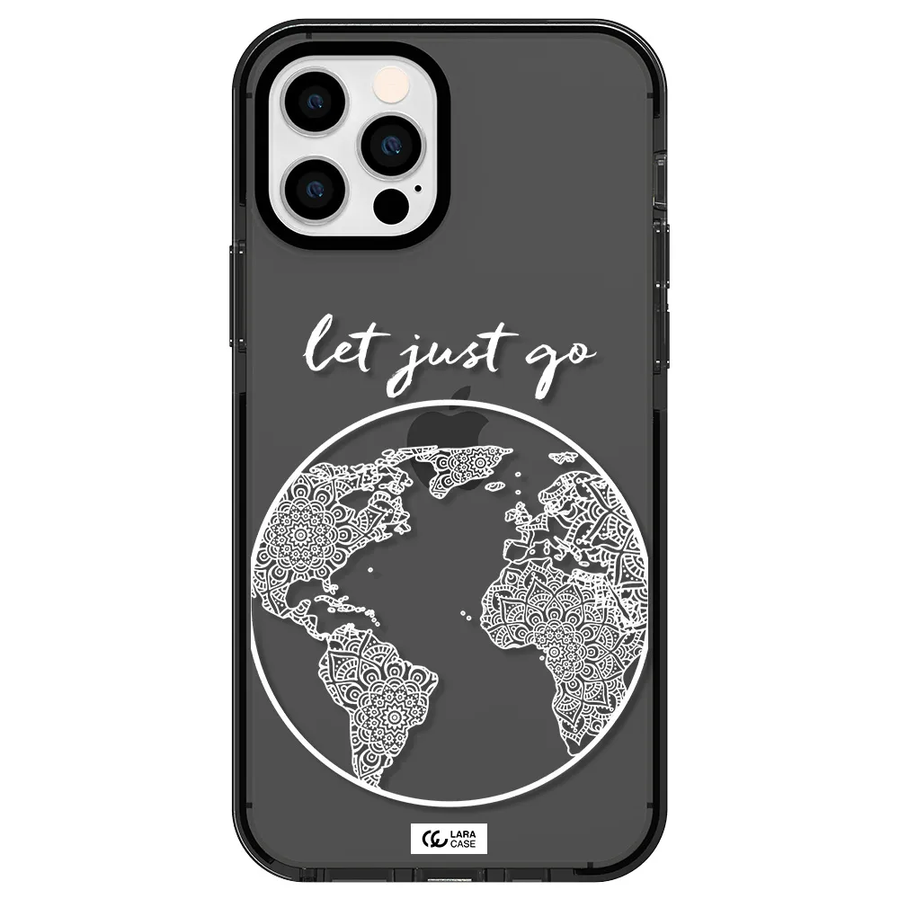 a white background with a circle Apple iPhone 12 pro impact Smoke Black Case
