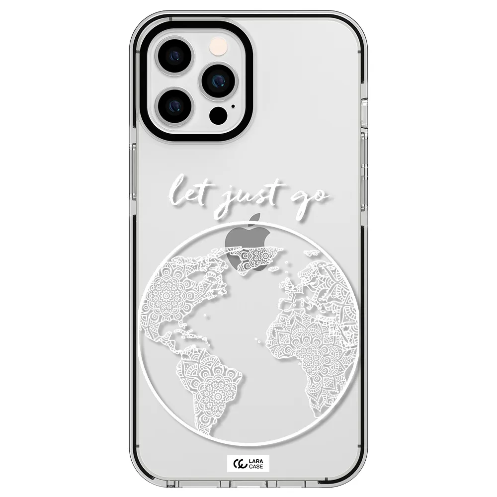 a white background with a circle Apple iPhone 12 pro max impact black border Case