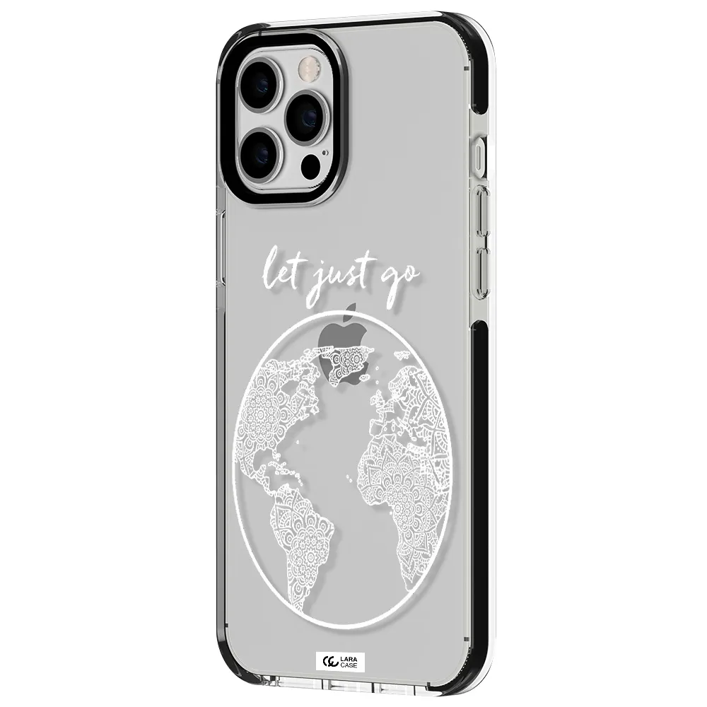 a white background with a circle Apple iPhone 12 pro max impact black border Case