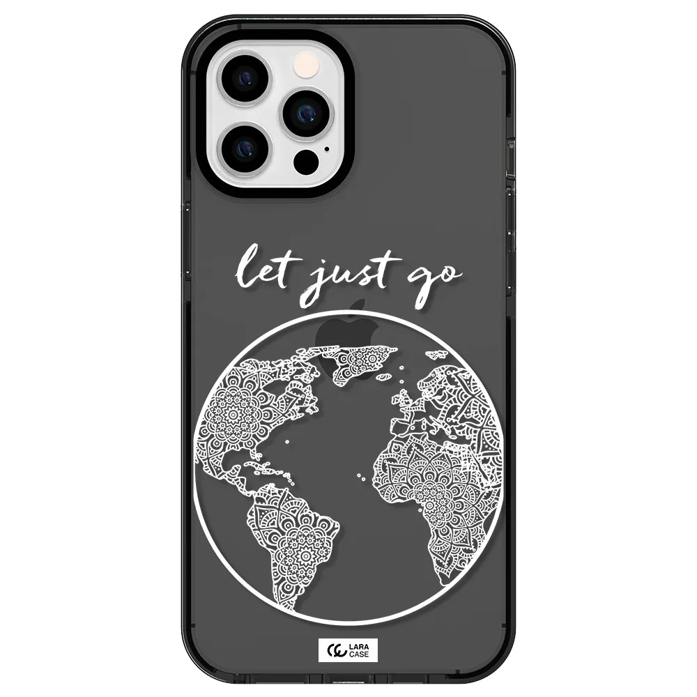a white background with a circle Apple iPhone 12 pro max impact Smoke Black Case