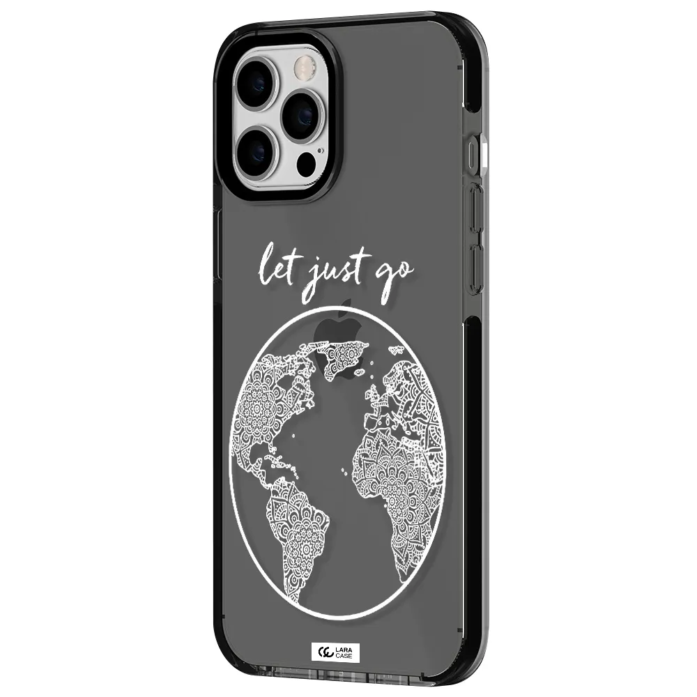 a white background with a circle Apple iPhone 12 pro max impact Smoke Black Case