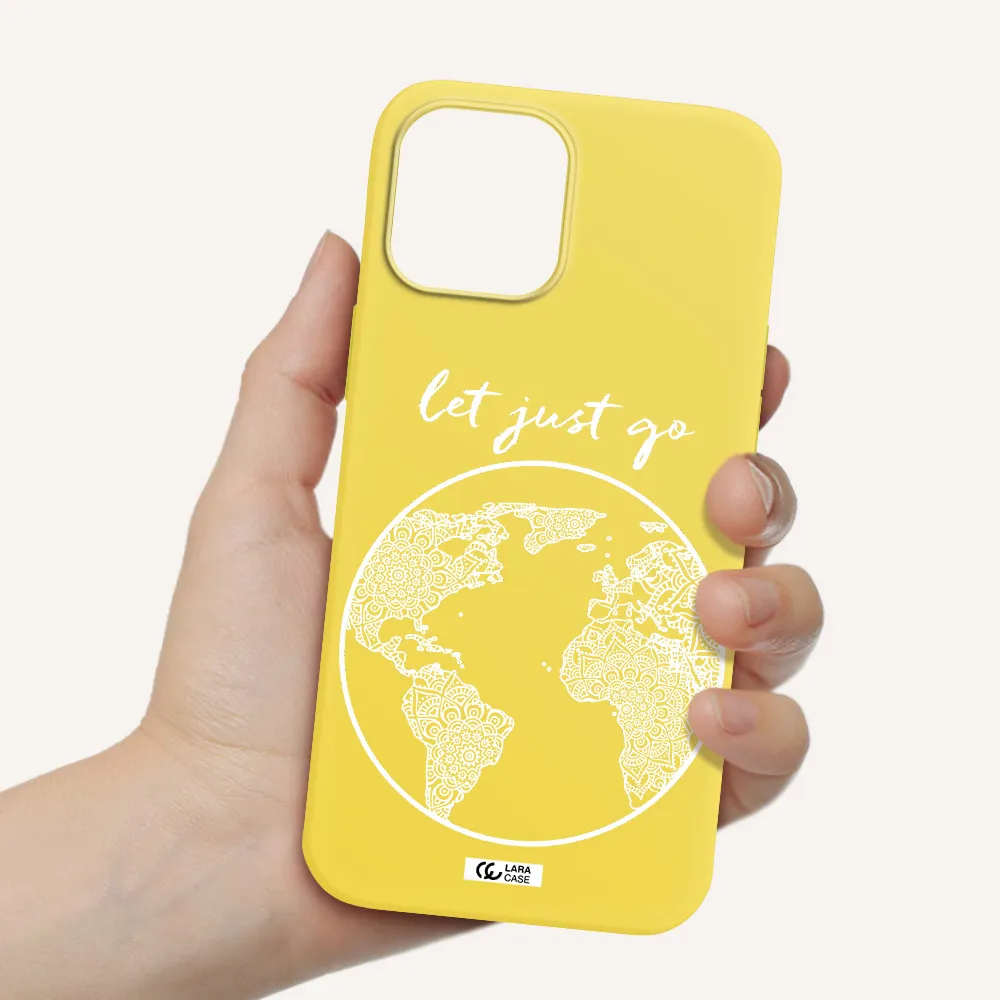 a white background with a circle Apple iPhone 12 pro max Silicone canary yellow Case