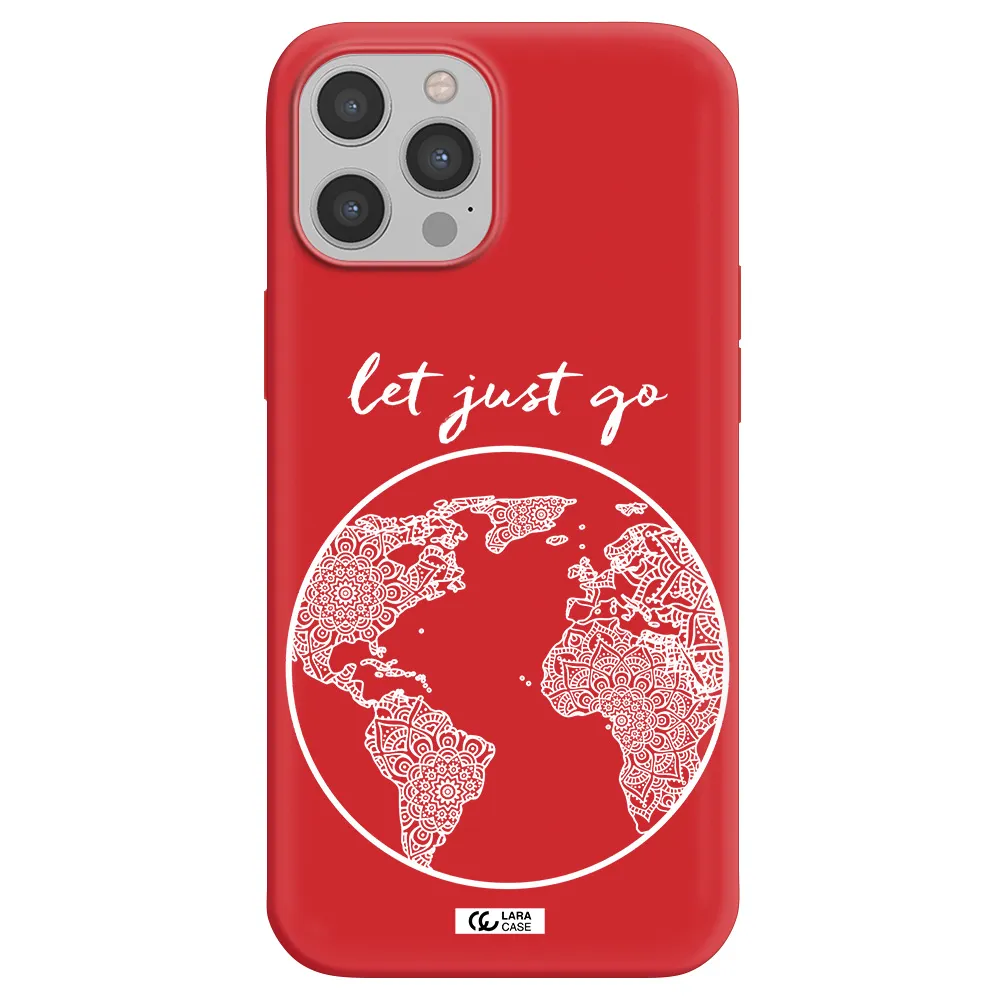 a white background with a circle Apple iPhone 12 pro max Silicone Imperial Red Case
