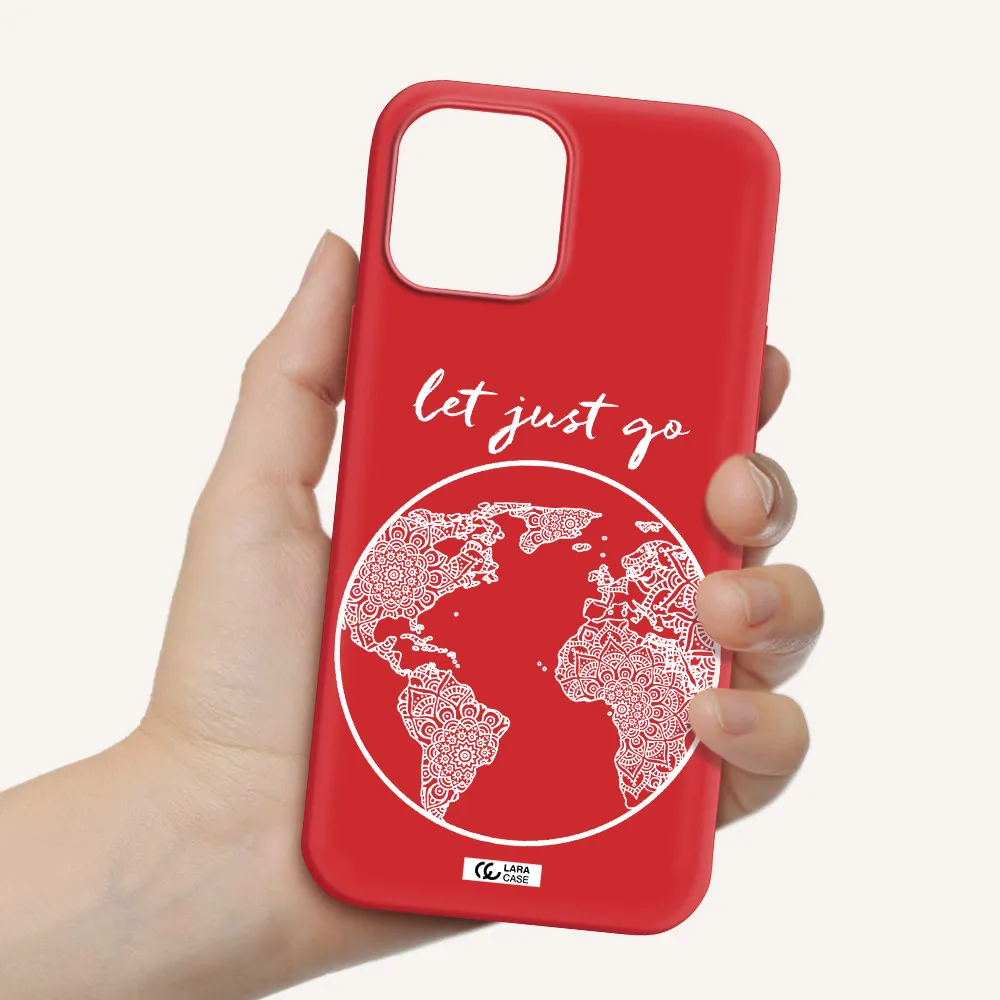 a white background with a circle Apple iPhone 12 pro Silicone Imperial Red Case