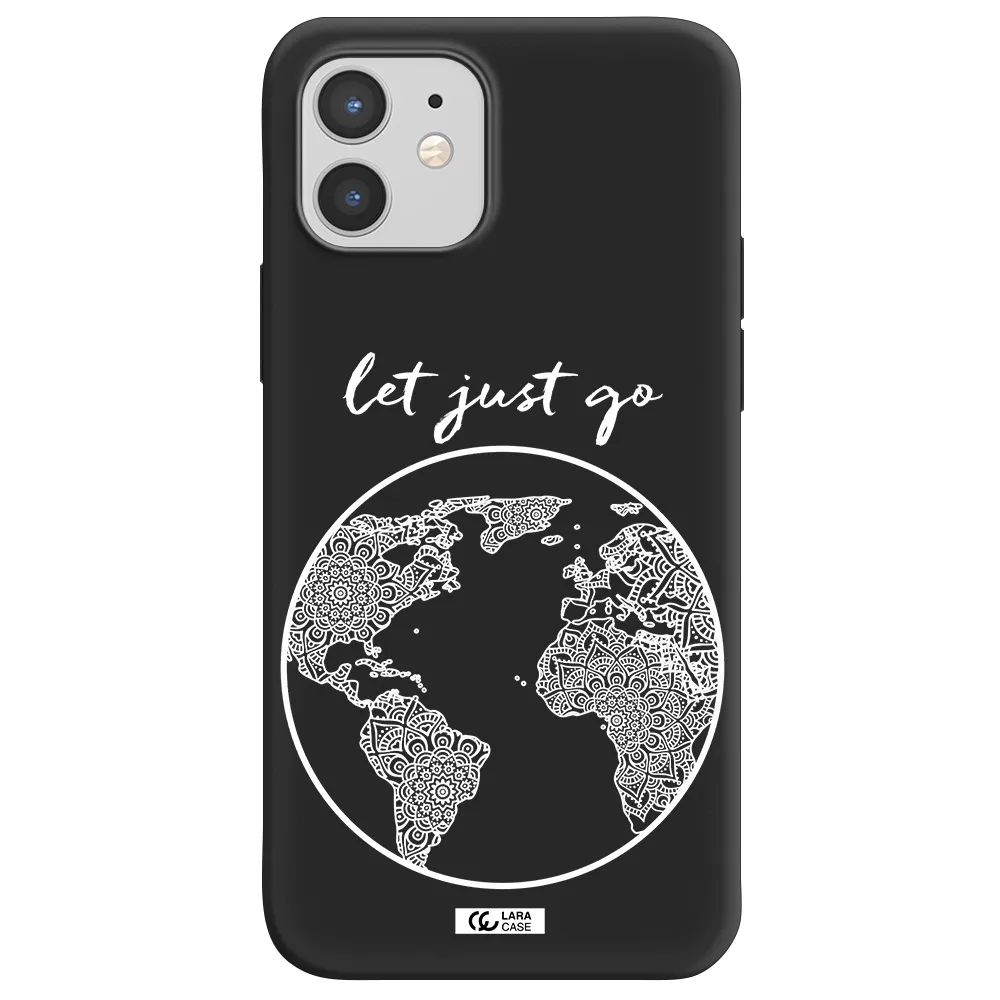 a white background with a circle Apple iPhone 12 Silicone black Case