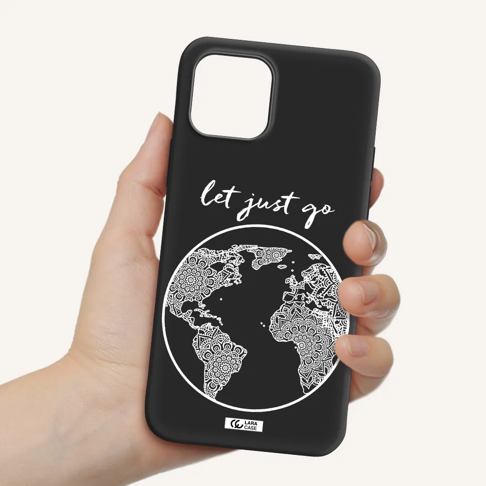 a white background with a circle Apple iPhone 12 Silicone black Case