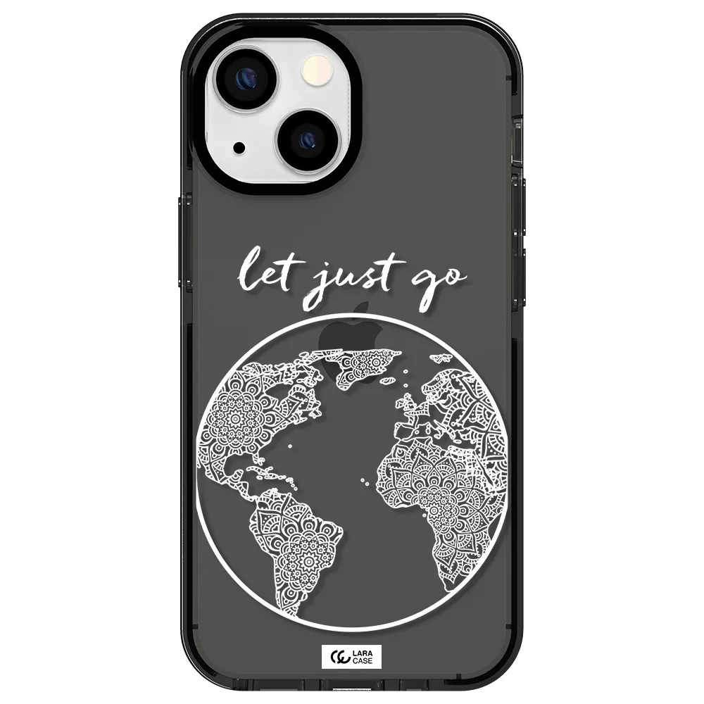 a white background with a circle Apple iPhone 13 mini impact Smoke Black Case