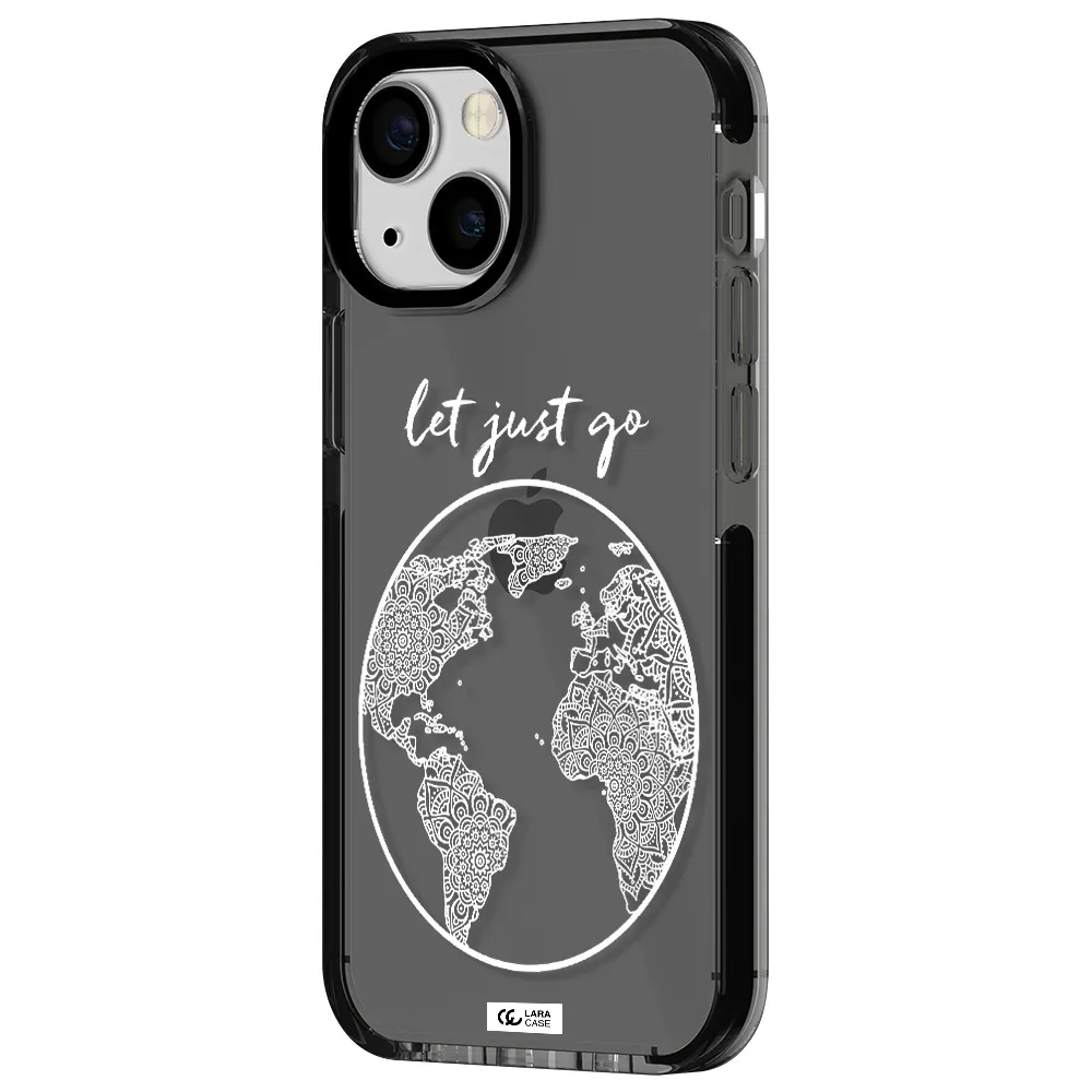 a white background with a circle Apple iPhone 13 mini impact Smoke Black Case