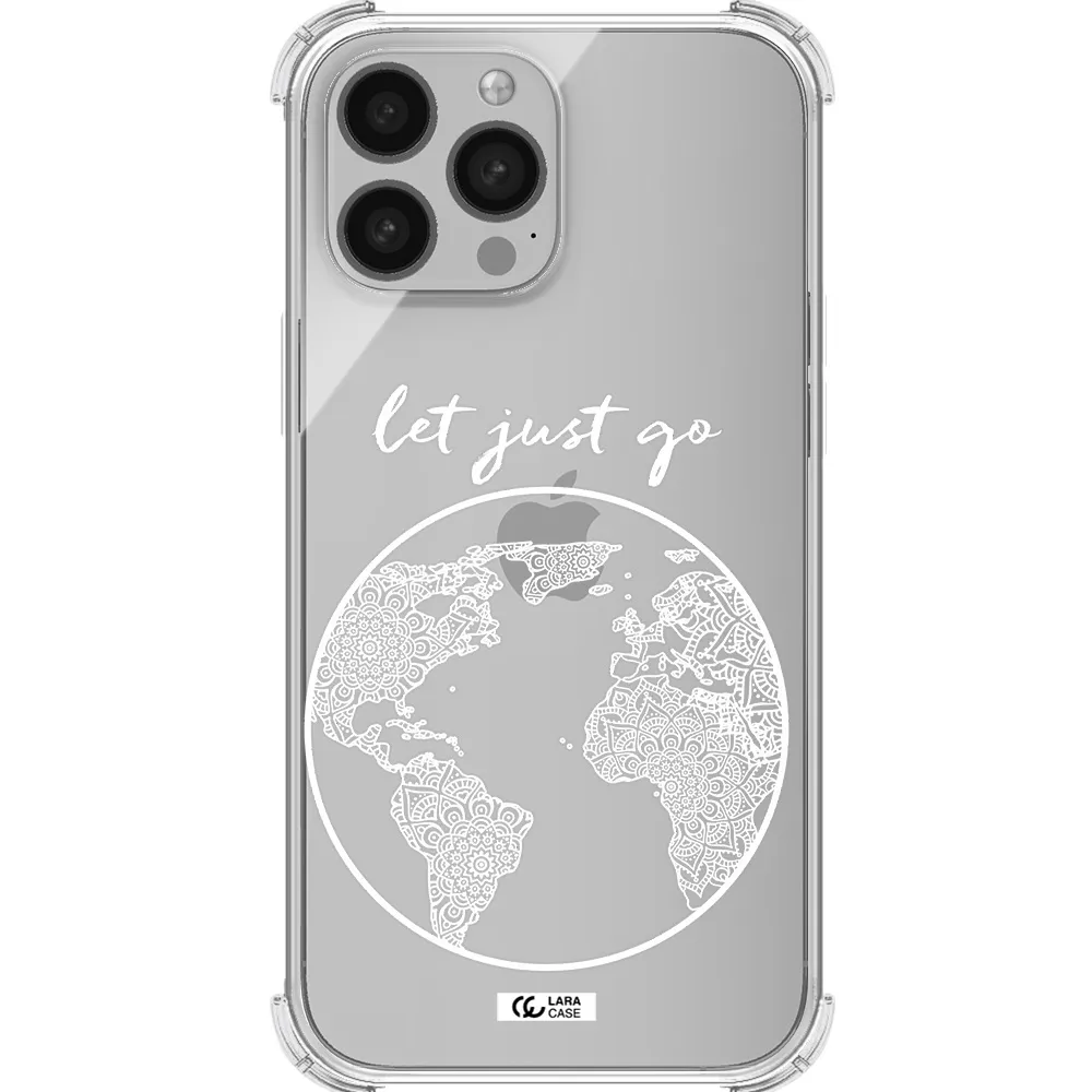 a white background with a circle Apple iPhone 13 Pro Clear PC Case