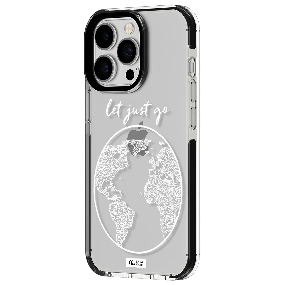 a white background with a circle Apple iPhone 13 Pro impact black border Case
