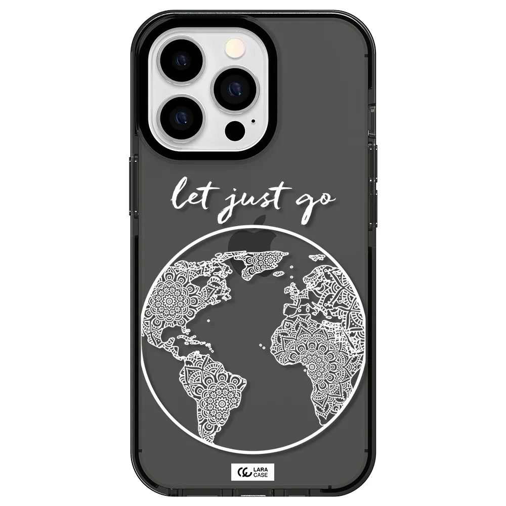 a white background with a circle Apple iPhone 13 Pro impact Smoke Black Case