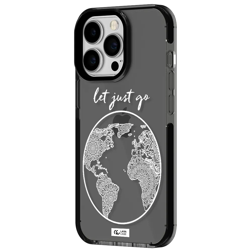a white background with a circle Apple iPhone 13 Pro impact Smoke Black Case