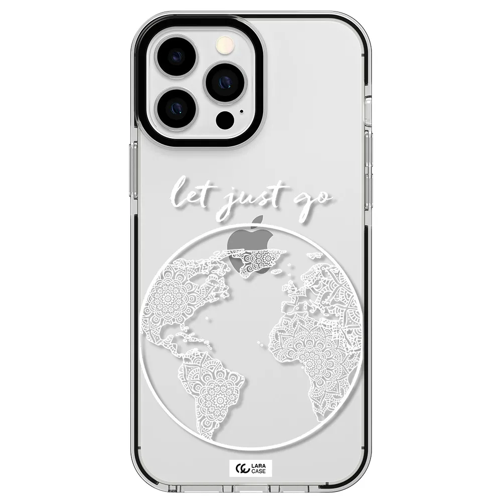 a white background with a circle Apple iPhone 13 Pro Max impact black border Case