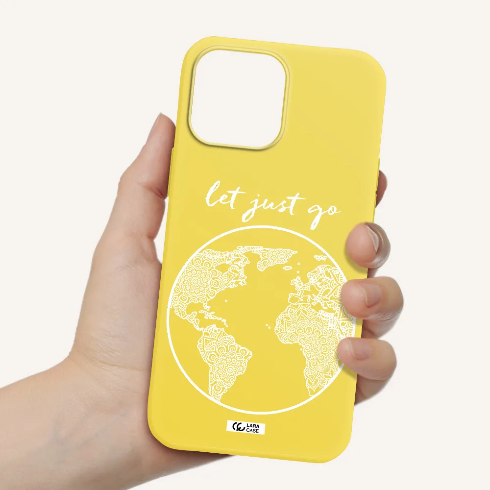 a white background with a circle Apple iPhone 13 Pro Silicone canary yellow Case