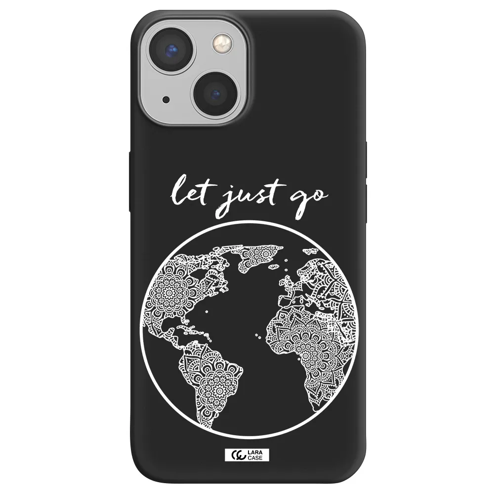 a white background with a circle Apple iPhone 13 Silicone black Case