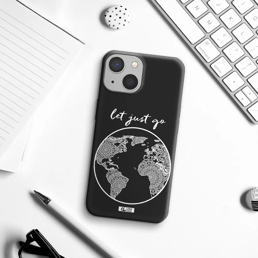 a white background with a circle Apple iPhone 13 Silicone black Case
