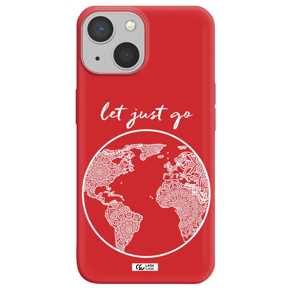 a white background with a circle Apple iPhone 13 Silicone Imperial Red Case