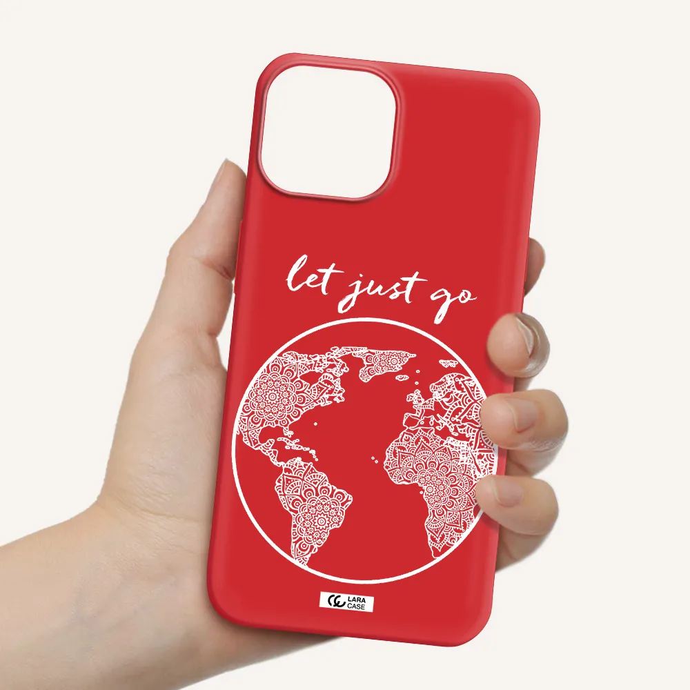 a white background with a circle Apple iPhone 13 Silicone Imperial Red Case