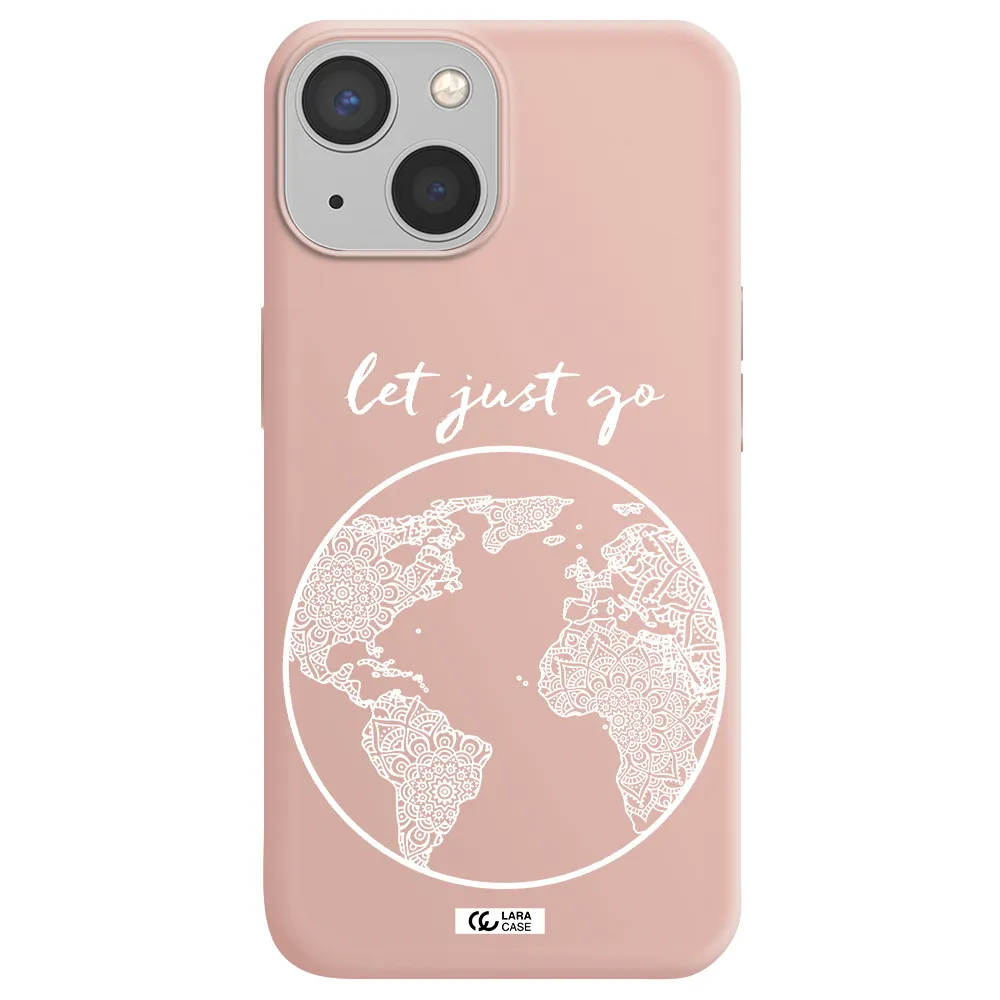 a white background with a circle Apple iPhone 13 Silicone pastel pink Case