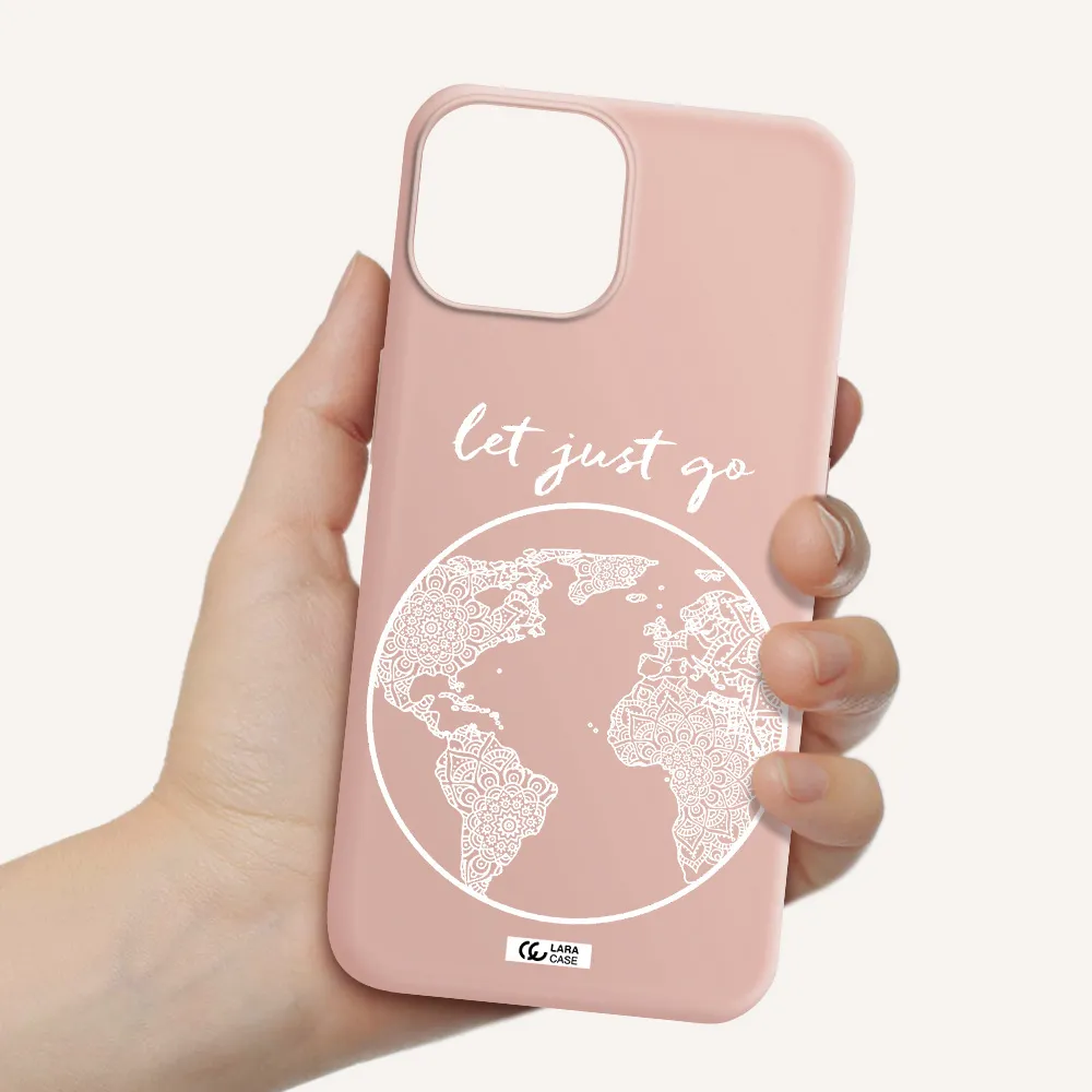 a white background with a circle Apple iPhone 13 Silicone pastel pink Case