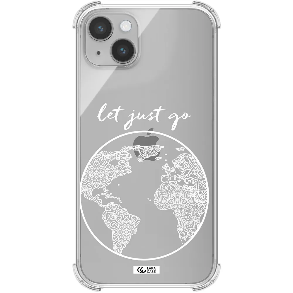 a white background with a circle Apple iPhone 14 Clear PC Case