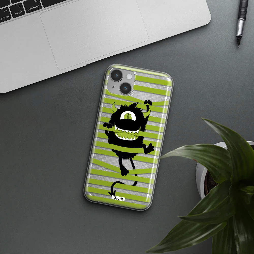 a white background with a circle Apple iPhone 14 Clear TPU Case