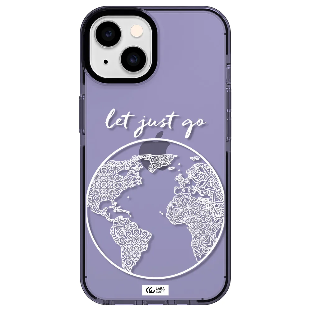 a white background with a circle Apple iPhone 14 impact Lilac Case