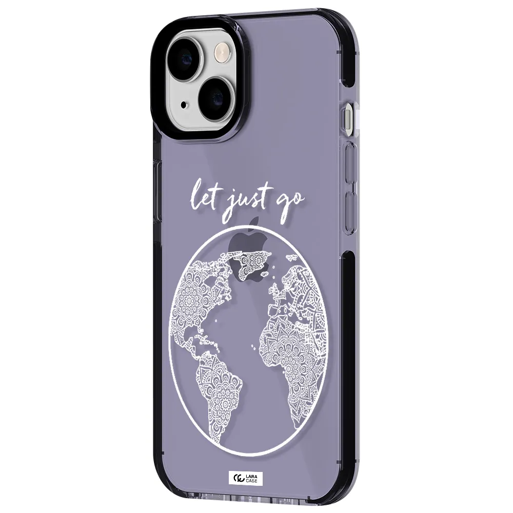 a white background with a circle Apple iPhone 14 impact Lilac Case