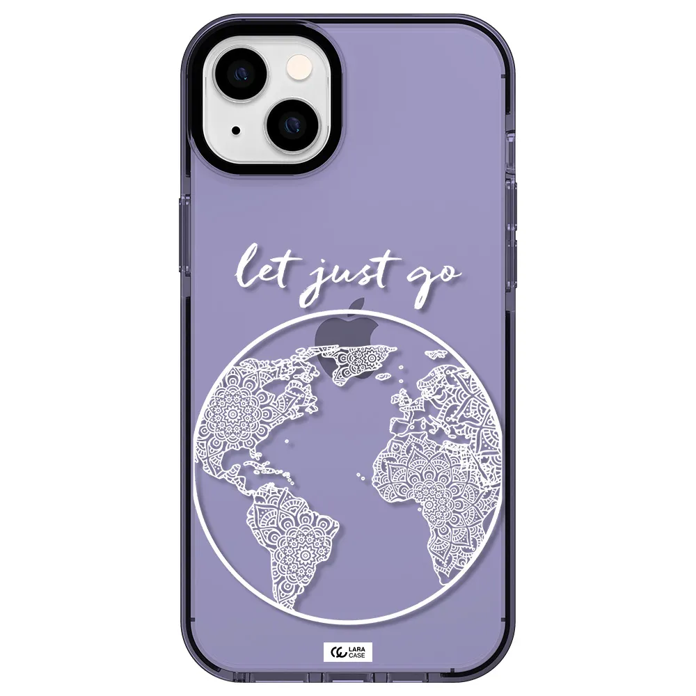 a white background with a circle Apple iPhone 14 plus impact Lilac Case