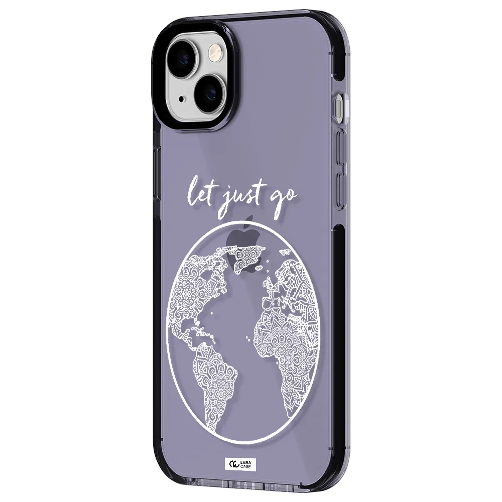 a white background with a circle Apple iPhone 14 plus impact Lilac Case