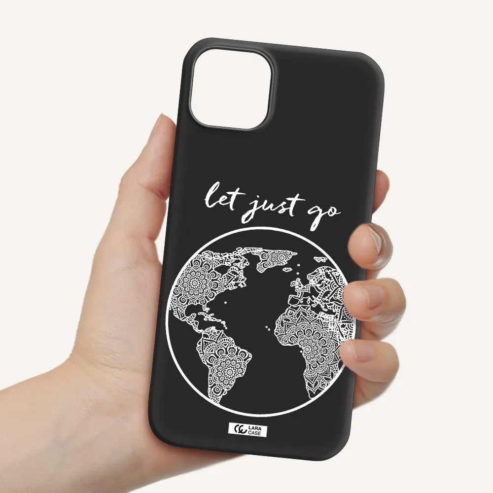 a white background with a circle Apple iPhone 14 plus Silicone black Case