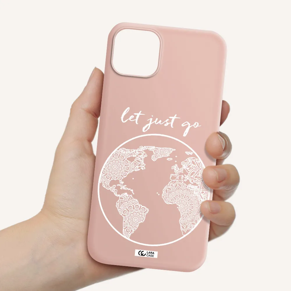 a white background with a circle Apple iPhone 14 plus Silicone pastel pink Case