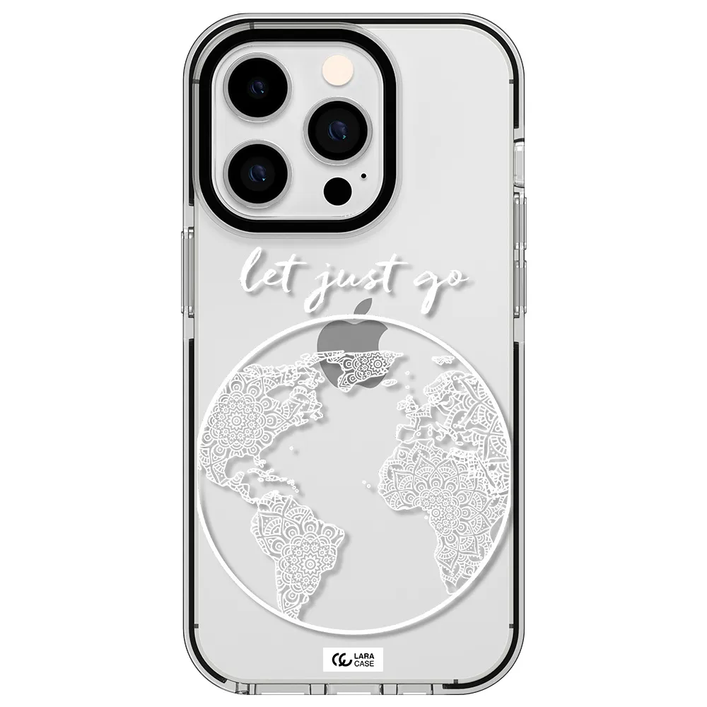 a white background with a circle Apple iPhone 14 pro impact black border Case