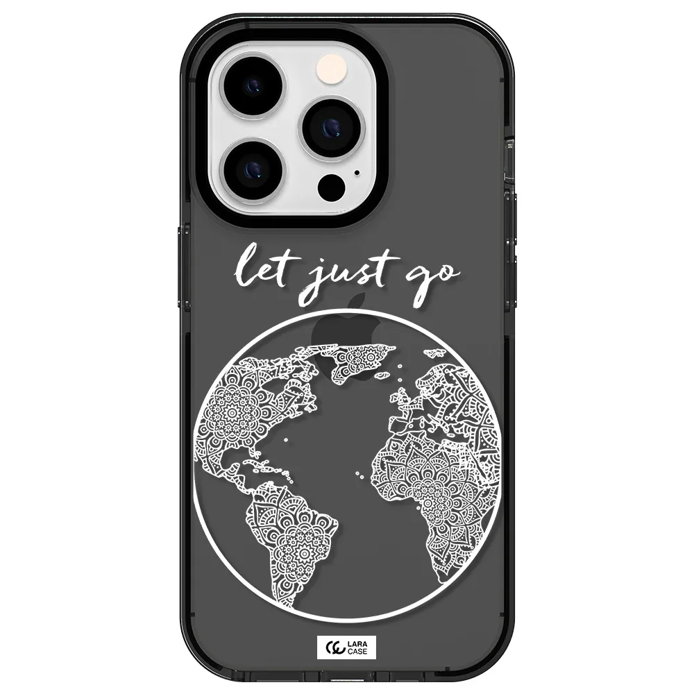 a white background with a circle Apple iPhone 14 pro impact Smoke Black Case