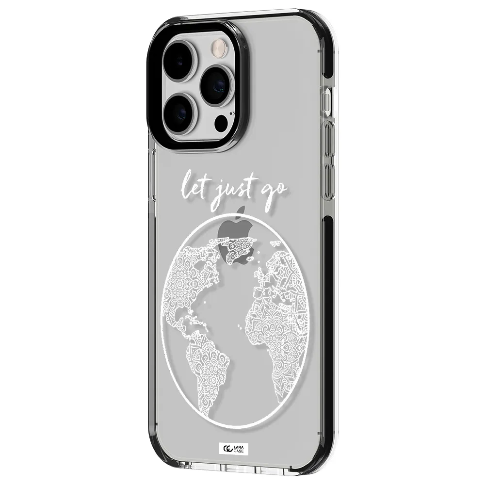 a white background with a circle Apple iPhone 14 pro max impact black border Case