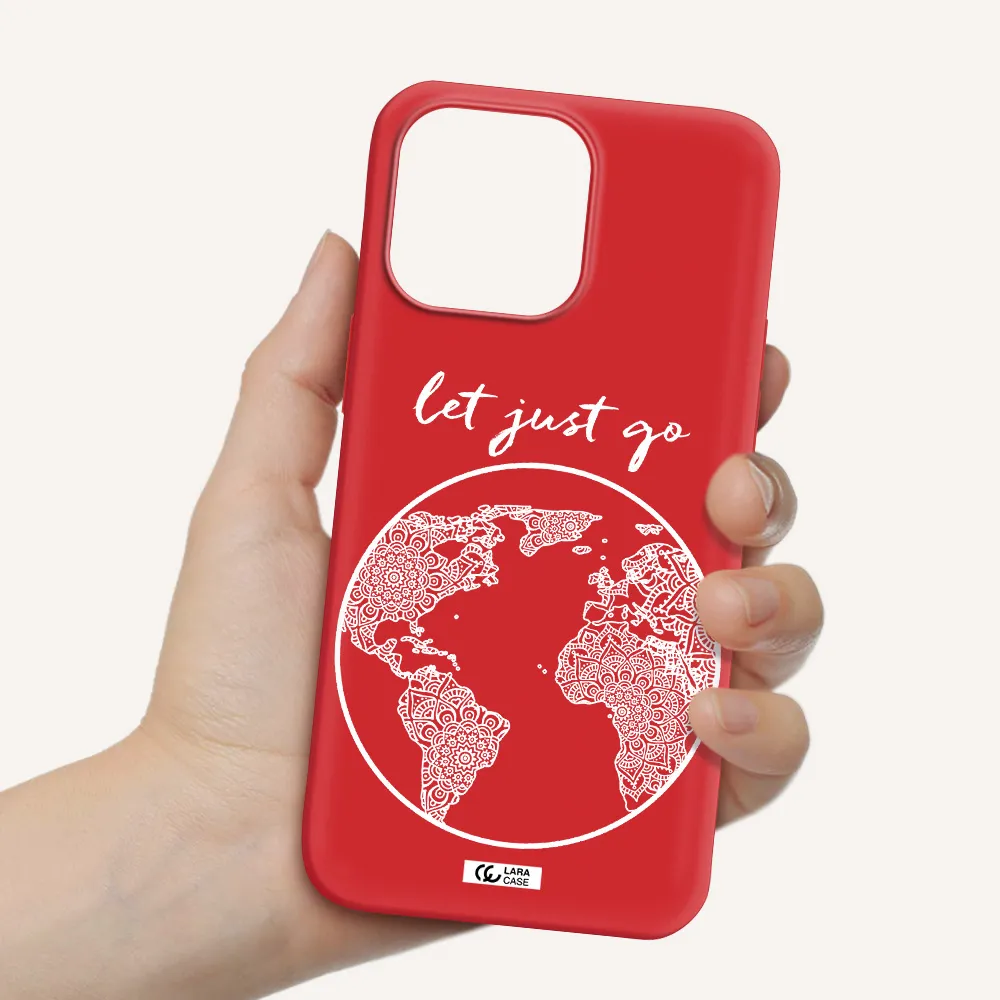 a white background with a circle Apple iPhone 14 pro max Silicone Imperial Red Case