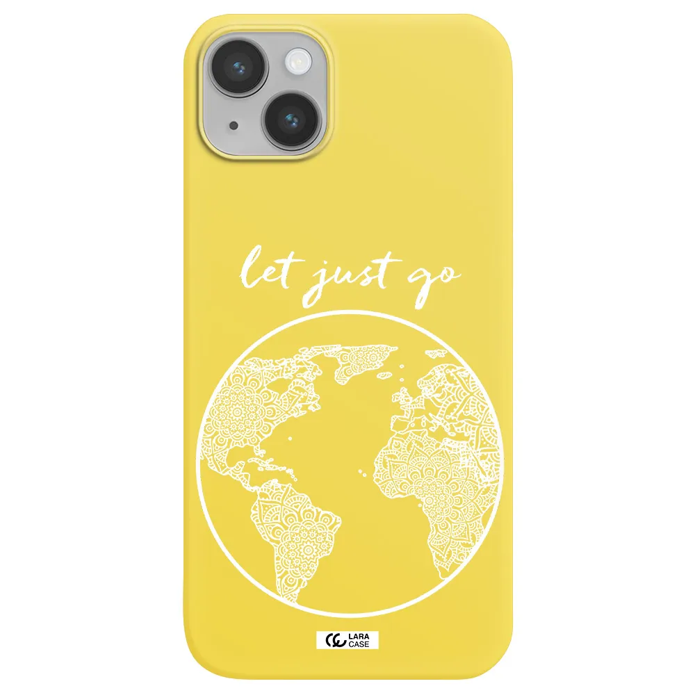 a white background with a circle Apple iPhone 14 Silicone canary yellow Case