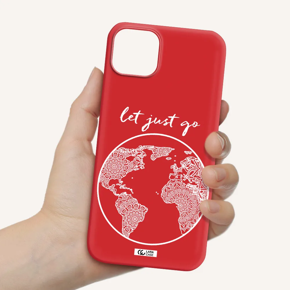 a white background with a circle Apple iPhone 14 Silicone Imperial Red Case